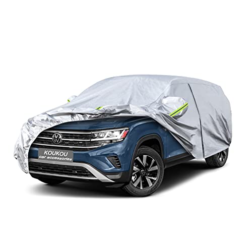 Image of KouKou 6 Layers Car Cover Custom Fit VW Atlas Cross Sport from 2020 to 2025, Waterproof All Weather for Automobiles, Sun Rain Dust Snow Protection. (Ship from USA, Arrive Within 3-7 Days)