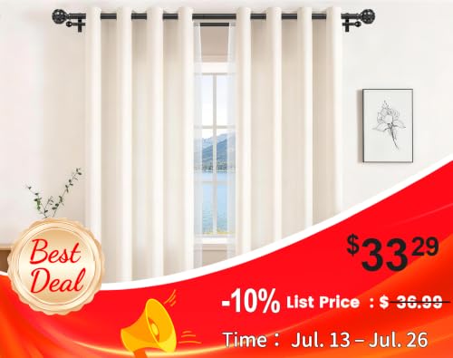 Image of KAMANINA 1 Inch Double Curtain Rods for Windows 36 to 72 Inches (3-6 Feet), Black Heavy Duty Double Curtain Rod, Telescoping Drapery Rod with Netted Texture Finials