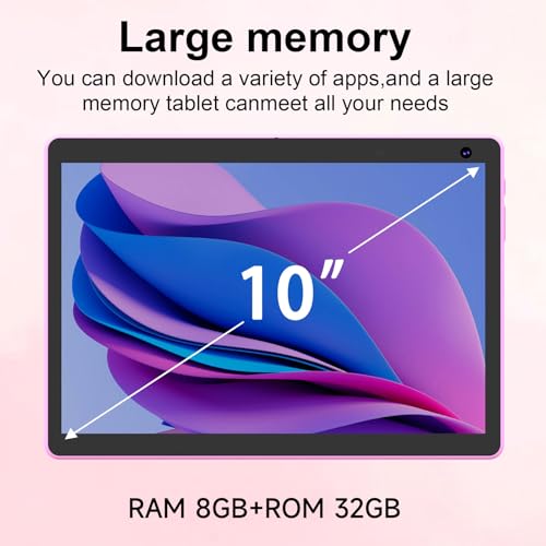 Image of Android 15 Tablet 10 inch, 2 in 1 Tablets with Keyboard Case Mouse Stylus, 8GB RAM 32GB ROM 1TB Expand, Quad Core Processor Tablet, WiFi, BT, 1280x800 HD Screen, 6000mAh, Dual Camera, GMS, Widevine L1