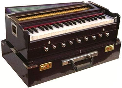 BINA No.17 Deluxe Harmonium, 2024 Edition, 3 1/2 Octaves, Checked & Retuned by Aakrati Musicals, Folding, Special Reeda, 9 Stops, Rosewood Color, Indian Keyboard