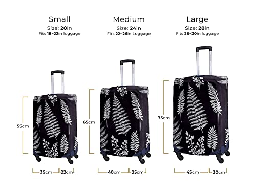 Image of Cortina Leaf Design Travel Suitcase Eco-Friendly Cover | Small | Fits 18-22 Inch Luggage | Polyester-Spandex | 55cm (20 inches) | Luggage Protectors | Anti Scratch /Dust | Pack of 1 | Black