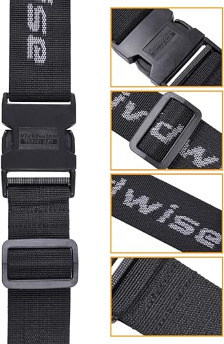 Image of Luggage Straps, Stretchable Luggage Connector Straps for Suitcases, Quick Release Buckle Add A Bag Adjustable Attachment Accessories Belts (Black, 1.73 inch W)