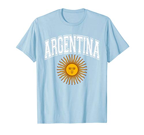 Argentina Varsity Style Sun of May White Text T-Shirt