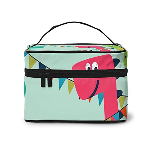 漫画の恐竜 化粧ボックス 化粧品収納箱 大容量 人気 おしゃれぶた 可愛い かわいい メイクポーチ コスメポーチ 持ち運び バニティーケース 機能的 仕切り 旅行用 出張用 コスメティックバッグ