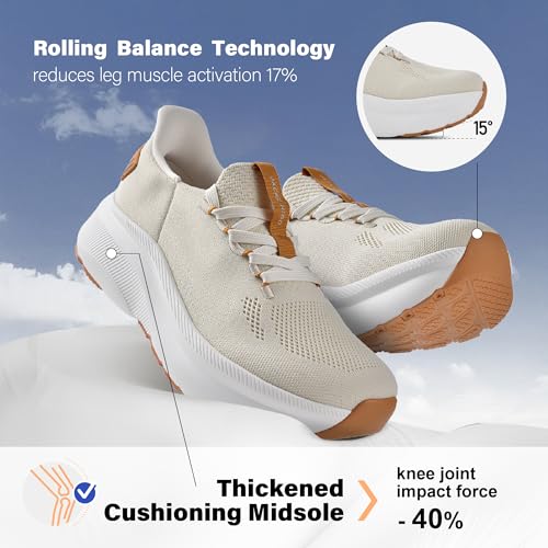 Image of JACKSHIBO Slip in Women Hands Free Shoes Wide Toe Box Arch Support Sneakers | Slip on, Plantar Fasciitis Orthopedic, Metatarsal Pads, Thick Cushion Zero Drop Sole, Walking Athletic Tennis Gym Workout