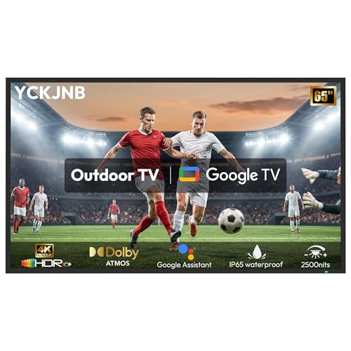 Image of 65'' Outdoor TV,2500 Nit High Brightness,IP65 All-Weather 4K UHD Smart Television, Dolby Atmos, HDR 10, Google Voice Assistant Remote,Suitable for Outdoor Courtyard Pools or Commercial Settings