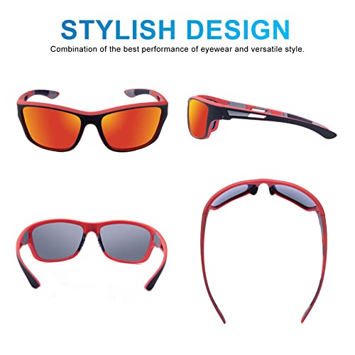 OKH 2 Pieces Sport Sunglasses For Men Women UV400 Protection Polarized Goggle Wrapped Around Cycling Glasses Unisex for Bicycles Fishing - Image 2