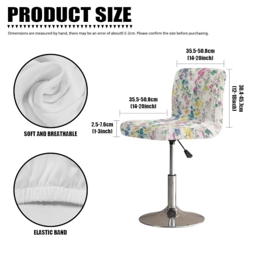 Image of Colorful Flowers Bar Stool Cover Stretch Counter Stools Pub Chair Slipcover for Dining Room Removable Anti-Scratches Spills Chair Covers for Dining Room Chairs Set of 4