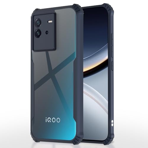 Image of Pikkme Back Cover for IQOO Neo 6 5G | Ultra Hyrbid | Full Camera Protection | Raised Edge | Crystal Clear Transparent Bumper Case (Blue)