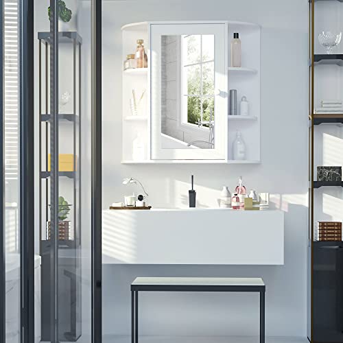 HOMCOM Armoire Murale avec Miroir Salle de Bain Meuble Miroir avec Rangement Toilettes 1 Porte +...