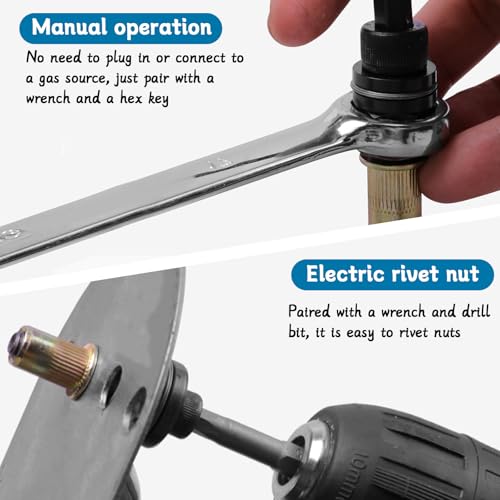 NCTNCX Nietmutternzange Set 6-teiliges M3, M4, M5, M6, M8, M10 Blindnietmutternzange inkl. 60 Blindnietmuttern für Blech, Aluminium, Kfz