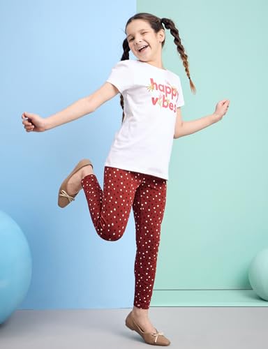 Image of Amazon Brand - Symbol Girl's Cotton Jersey Stretchable Leggings | Ankle Length | Aged 2-14 Years