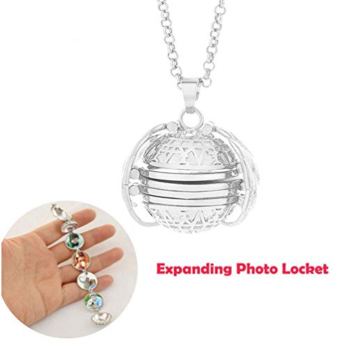 SuperThinker Expanding Photo Locket Necklace Pendant 4 Pictures Frame Gift Jewelry Decoration for Kids,Women(Silver)