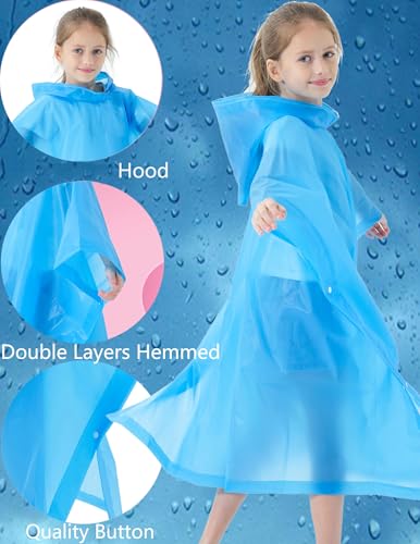Image of Rain Poncho for Kids(2 Pack) Waterproof Reusable EVA Raincoat One Size Rain Jackets for Children,Boys and Girls