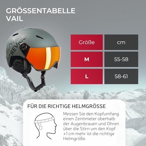 BLACK CREVICE Skihelm Vail I Skihelm mit Visier im Pilotenstyle I Skihelm Herren & Damen I Skihelm...