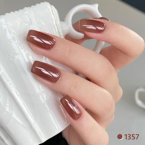 Image of GAOY Jelly Brown White Gel Nail Polish Set, 6 Translucent Colors Sheer Pink Maroon Soak Off UV Light Cure Gel Polish Kit for Salon and Nail Art DIY at Home