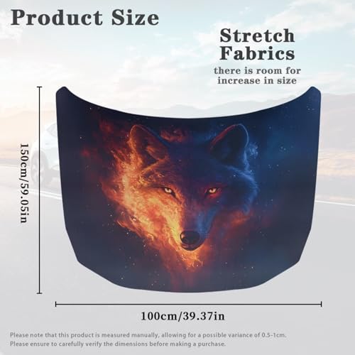 Image of Car Hood Cover,Summer Decoration Car Hood Cover Protector Suitable Most Automotive Sedans Trucks Pickup Sports Cars,Car Accessories Wolf Fire Design