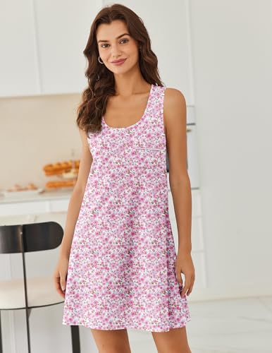 Ekouaer Nightgowns for Women Cotton Night Gown Tank Sleeveless Sleepshirt Racerback Nightdress Chemise Sleepwear S-XXXL3