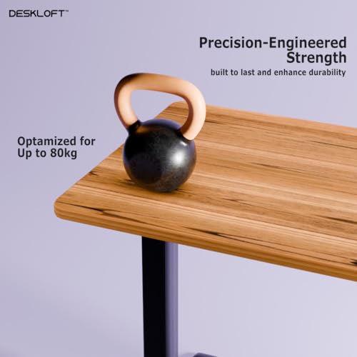 Image of Electric Standing Desk Height Adjustable Workstation| Ergonomic Sit Stand with Walnut Wood Grain Top, Motorized Adjustable Computer Desk for Home Office (Black Frame & Brown Top, 1200x600 mm)