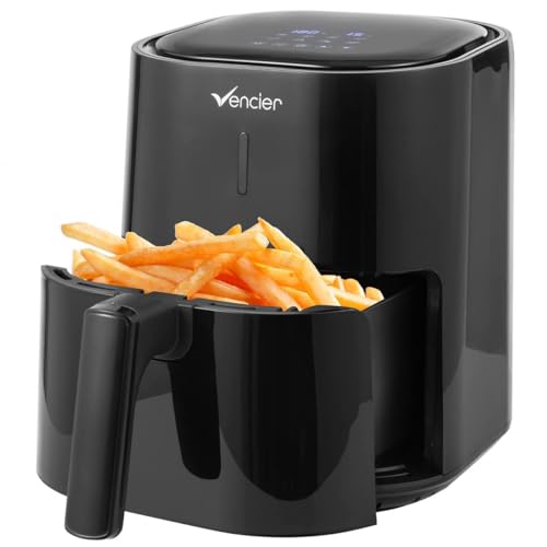 Vencier Digital Air Fryer 4.2L with Rack, 1200W, Fry Force 360° Technology, Oil-Free, 10-in-1 Presets, Touchscreen, Roast, Bake, Dehydrate, Reheat, Compact Design, Dishwasher Safe,