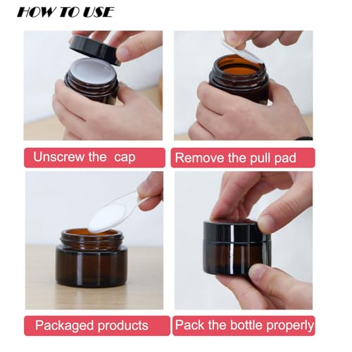12Pcs Small Amber Glass Jars with Black Lids Empty Cosmetic Containers with Inner Liners Refillable Travel Containers Bottles for Lotion Face Cream Makeup Lip Balm 5g4