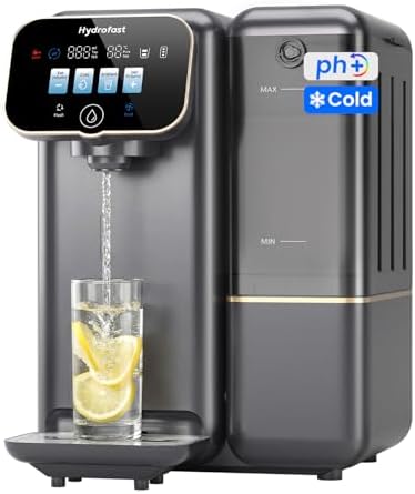 Hydrofast Cold Water Reverse Osmosis Water Filter Countertop, Remineralization & pH Balance UV 6 Stage RO Filtration System, Portable Water Purifier, 3:1 Pure to Drain, No Installation, C100
