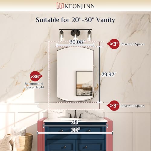 Image of Keonjinn Matte White Medicine Cabinet with Mirror 20x 30 Inch, Metal Framed