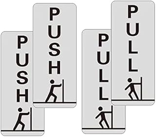 2 Pack Push Pull Door Sign, 12 x 5CM Acrylic with Self-Adhesive Tape, for Business Stores Cafes Shops Indoor and Outdoor use