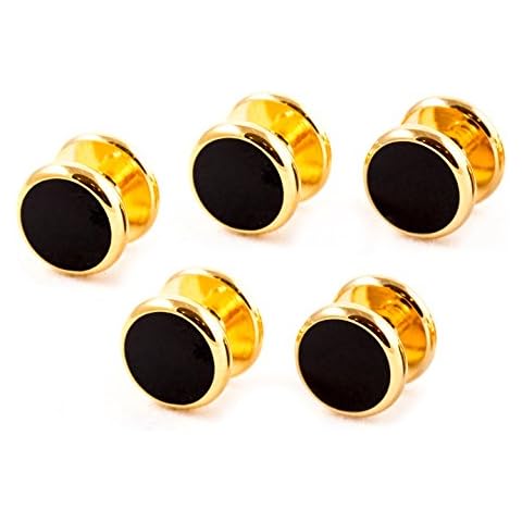 Cuff-Daddy 5 Gold Black Shirt Studs Cover