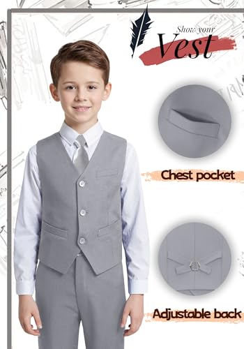 Image of YuanLu Boys Suit Dress Clothes Ring Bearer Outfit Homecoming Dresses Boy Vest and Pants Set for Kids Wedding Tuxedo Suits
