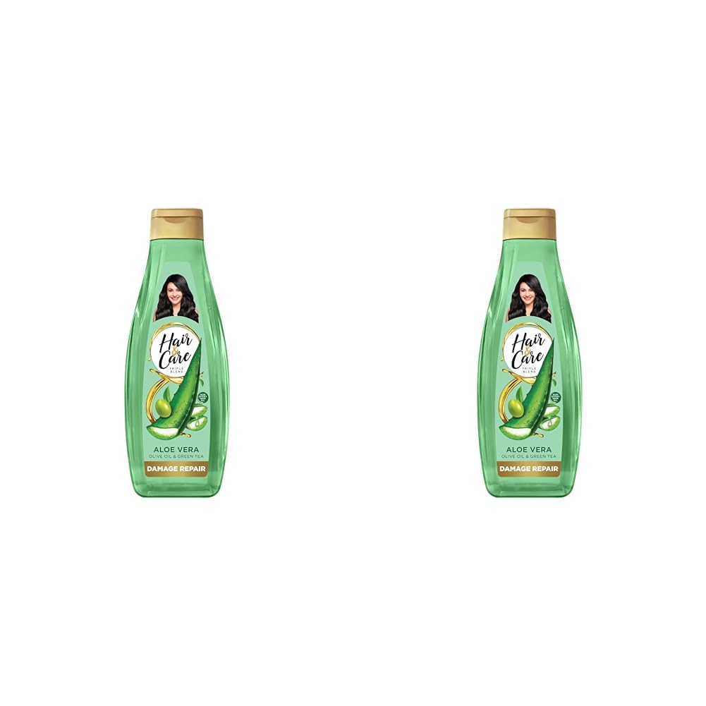 Hair & Care Damage Repair Non-Sticky Hair Oil with Aloe Vera, Olive Oil & Green Tea, 500 ml (Pack of 2)