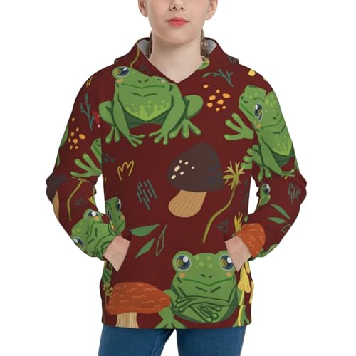 Frogs and Mushrooms Kid Hoodies Boys Sweatshirts Girls Pullover with Pocket