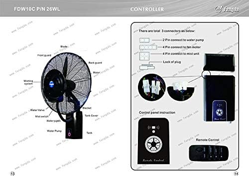Fengda- Heavy Duty Outdoor 26inch Water Mist Fan Water Humidifier Spray Fan with Remote controlled System For Garden Garage Factory (FDW10C P/N 26WL)