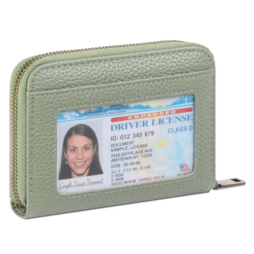 Image of SENDEFN Leather Wallet Women RFID Blocking Small Compact Wallets Credit Card Holder with ID Window