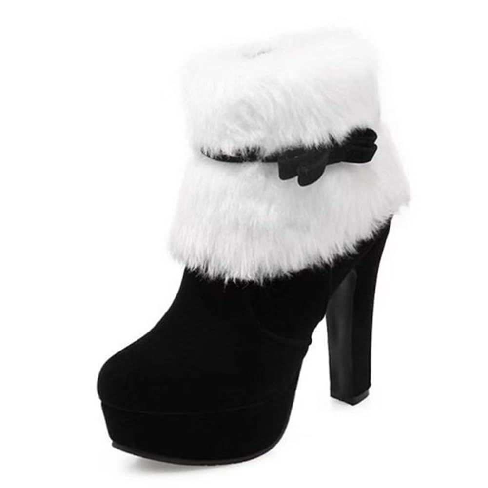 Bottines à talon haut et plateforme en suède noir chic - 5
