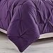 WPM 3 Piece Microfiber Purple Comforter Set King Size Pinch Pleat Pintuck Down Alternative Bedding - All Season Purple Bedroom Decor- JN1 (Dark Purple, King)