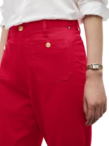Image of Tommy Hilfiger Women's Twill Straight Chino Pants with Stretch Mid Rise Ankle Pants