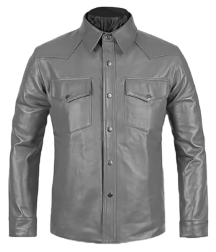 Chemise en cuir véritable homme veste légère coupe ajustée chic
