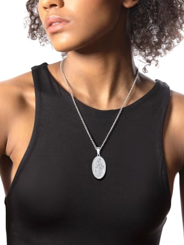 Image of U7 Virgin Mary Necklace for Women,18K Gold Plated /Sterling Silver Oval Miraculous Medal Virgin Mary Pendant Necklace