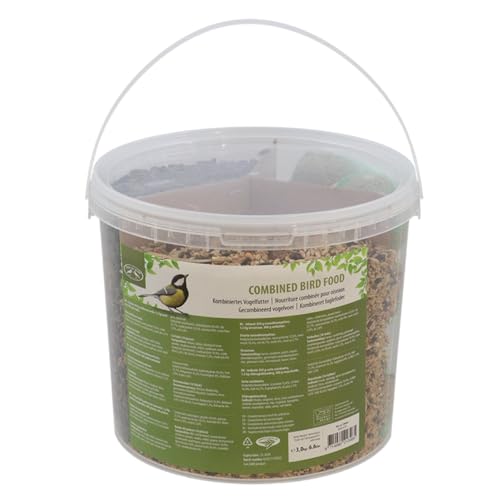 Esschert Design Vogelfuttermix Eimer 3kg Streufutter mit Sonnenblumenkernen