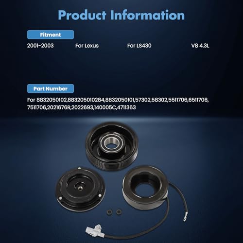 Image of ECCPP AC Compressor Clutch Kit for Lexus LS430 V8 4.3L 2001-2003