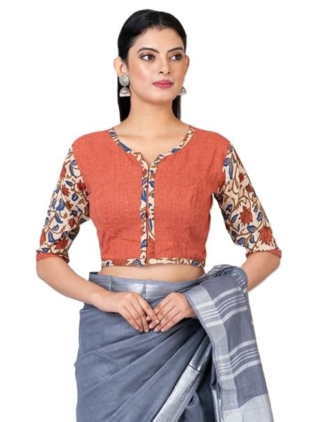 jalpaibon Round Neck Women Blouse in Rust-JALPBL 23-08-112||Readymade Blouse for Women ||JALPBL 23-08-112-picture-31