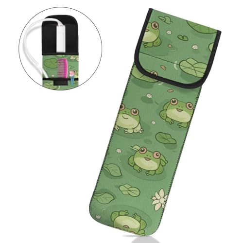 Estuche para plancha y rizador de pelo Cute Frogs Lotus Leaves miniatura 2