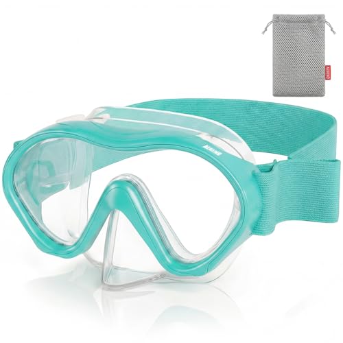 Aegend Gafas de Natación para Niños con Esnórquel, Máscara de Buceo con Cubierta de Nariz, Correa de Tela Tejida, Antivaho y Sin Filtraciones