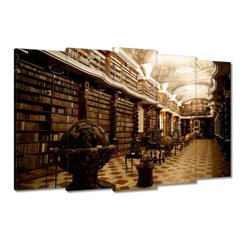 Peinture imprimée sur toile haut de gamme de 150x95cm motif bibliothèque classique