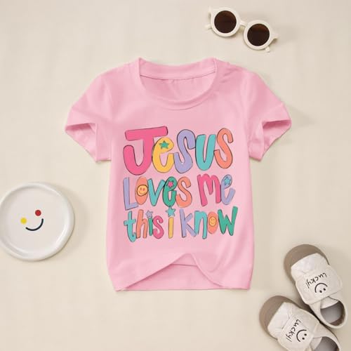 Image of BINTEHGS Jesus Shirts for Kids Christian Graphic Tees for Girls Religious God Tshirts Inspirational Bible Verse Cute T-Shirts