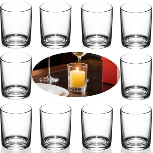 RIUBIXING Teelichtgläser, 10 Stück Kerzenhalter Glas (Ø4.5cm X H...