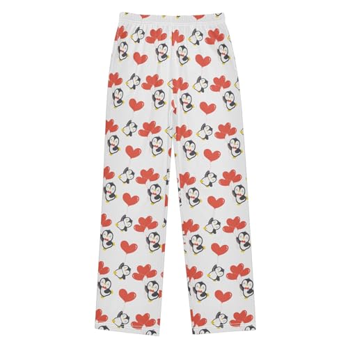 ZZKKO Cute Penguins Valentine Heart Balloons Boys Pants for Kids Jogger Pants with Pockets S-XL