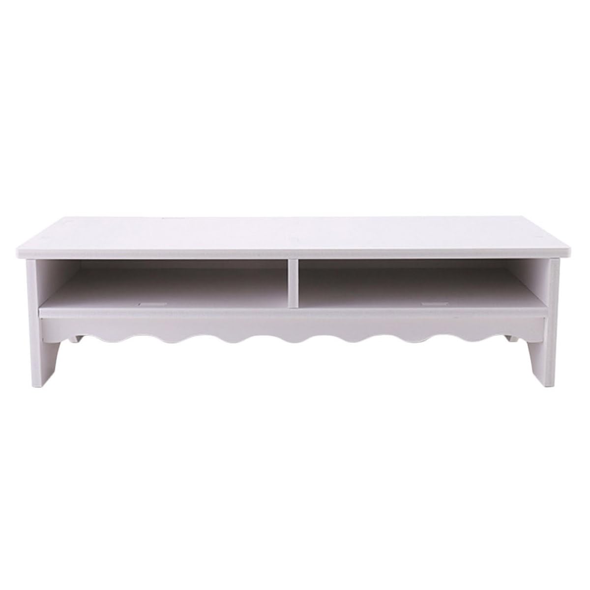 Support de Bureau Blanc en PVC Composite avec Base Surélevée pour Ordinateur Portable et Écran Grand Espace de Rangement Bureau Organisé