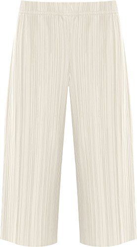 WearAll Women's Plus Pleated Elasticated Culottes Ladies Stretch Baggy Fit Shorts Pants - Cream - 16-18